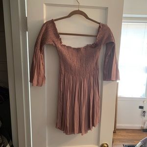 Chaser Off The Shoulder Mauve Smocked Top